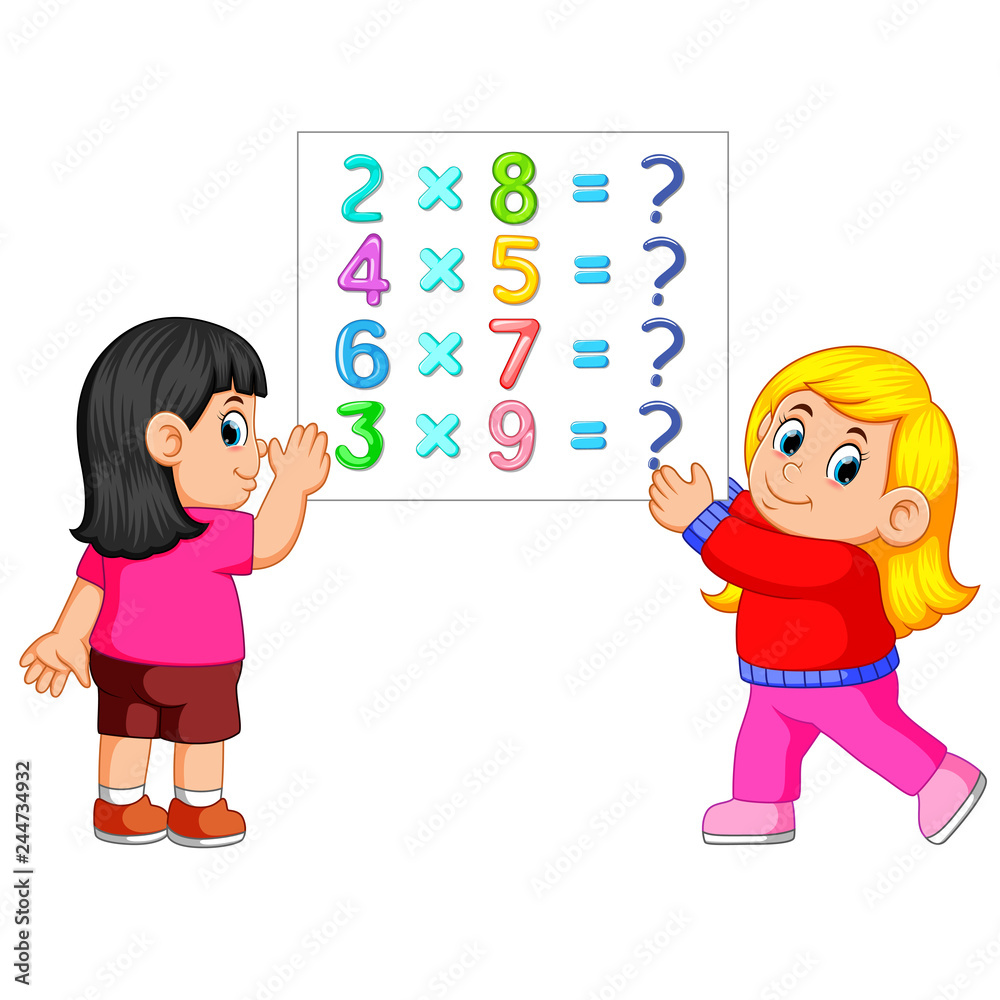 Math worksheet template with two girls Math worksheet template with two girls