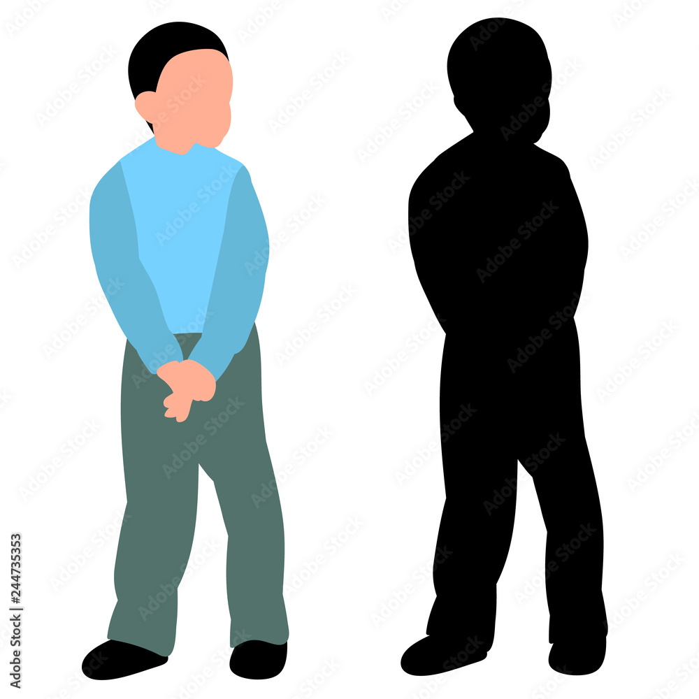 vector on a white background, faceless child boy vector on a white background, faceless child boy