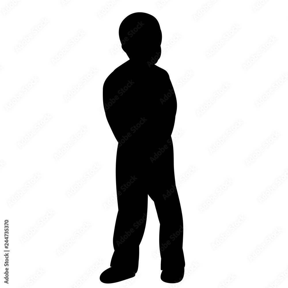 vector, on a white background, black silhouette of a child