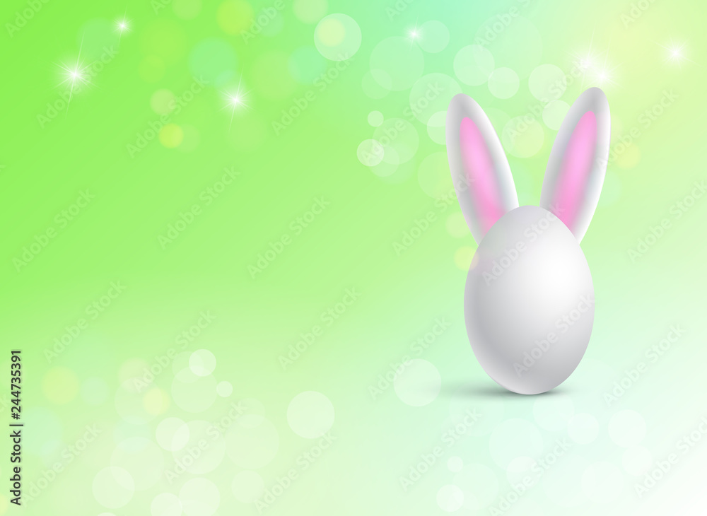 Fototapeta premium Vector illustration of an Easter egg with bunny ears. Festive conceptual illustration in minimal style with place for text