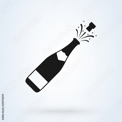 Champagne bottle explosion sign simple icon vector. 