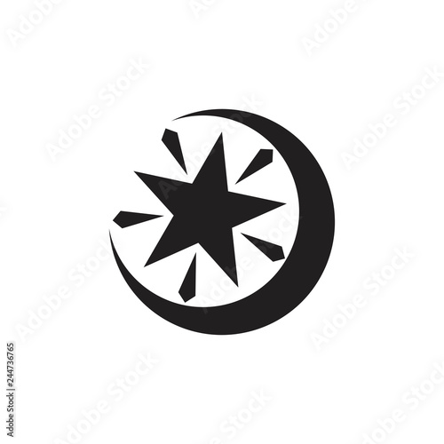 shine moon star flat logo vector
