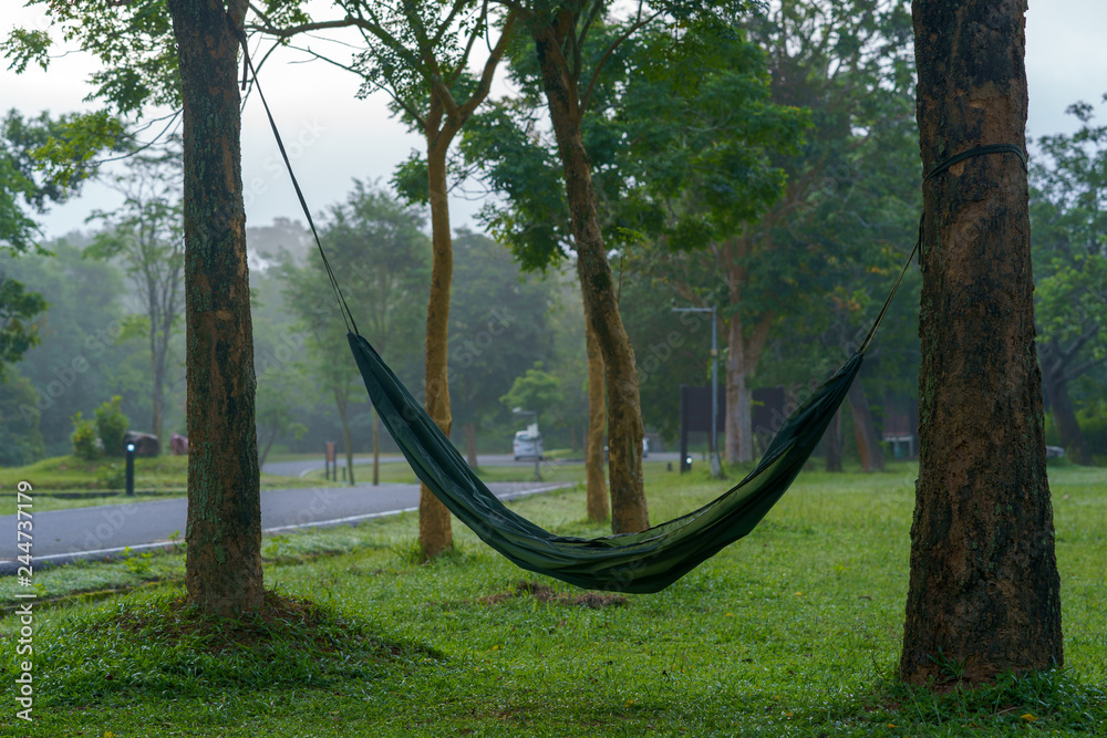 Obraz premium Hammock for relaxation in garden.