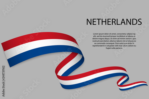 Waving ribbon or banner with flag