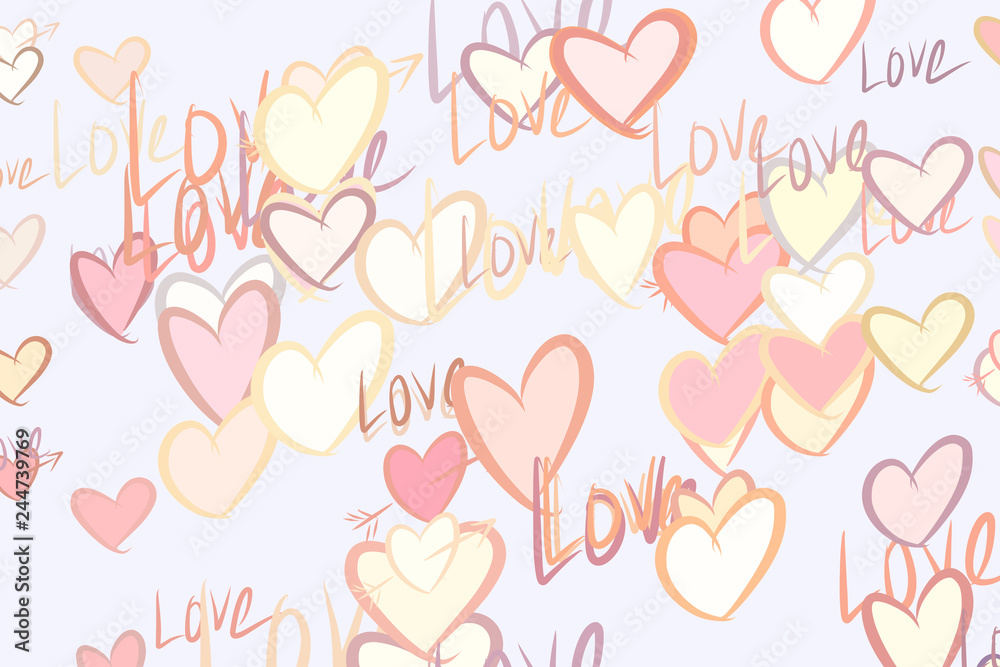 Abstract love for valentine day, celebrations or anniversary illustrations background. Texture, digital, party & bunch.