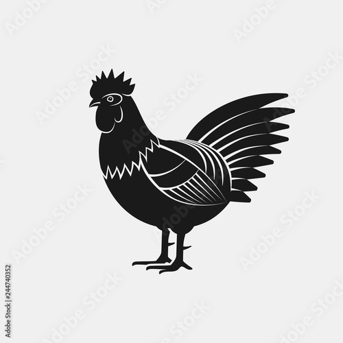 Rooster silhouette. Farm animal icon