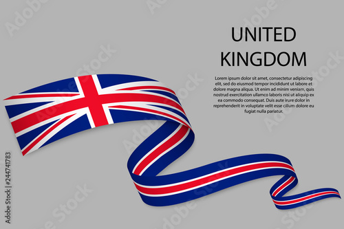 Waving ribbon or banner with flag