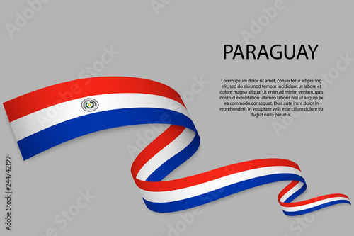 Waving ribbon or banner with flag