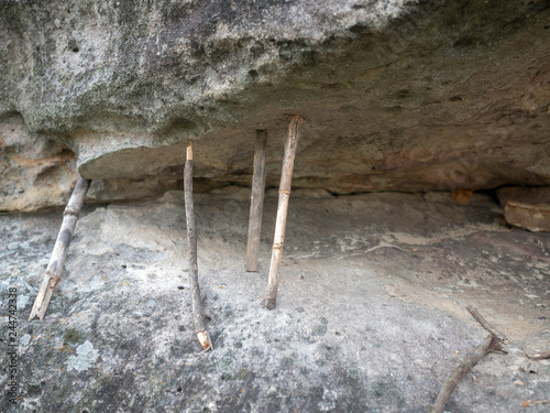 through erosion from wind and rain for several years