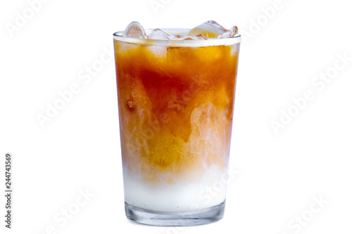 Isolated glass of cold cocktail on a white background. Cold drinks 