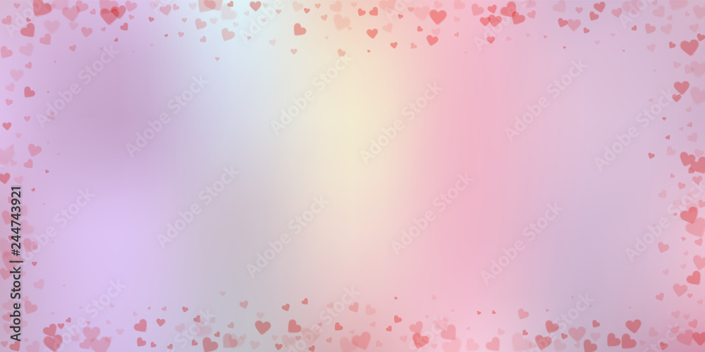 Red heart love confettis. Valentine's day frame mi