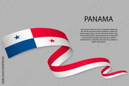 Waving ribbon or banner with flag