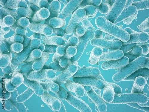 blue bacteria on blue background