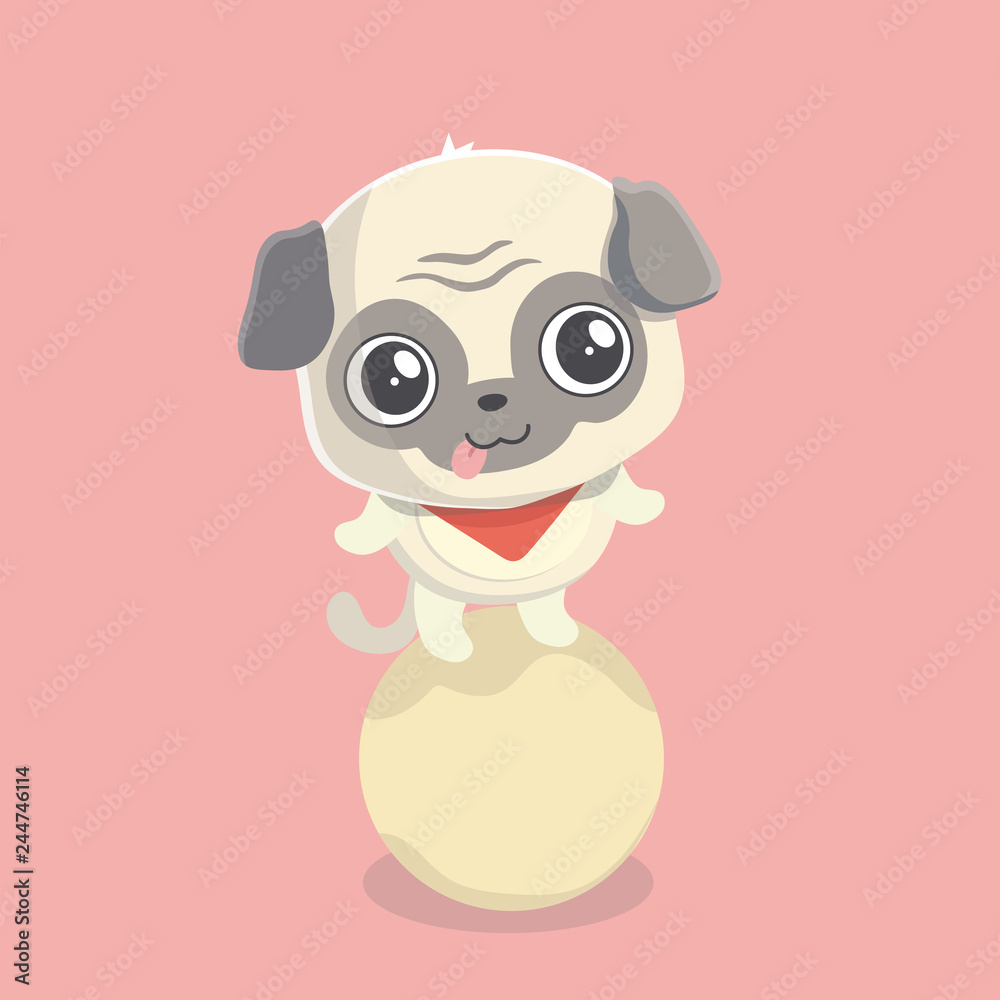Cute puppy pug on pastel background. Cute puppy pug on pastel background.