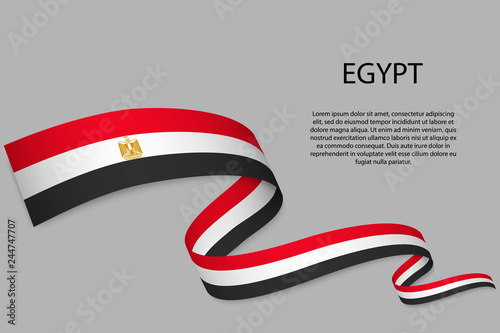 Waving ribbon or banner with flag