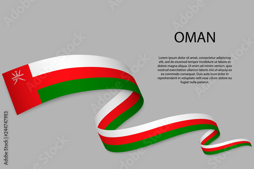 Waving ribbon or banner with flag