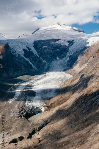 View of mountain with blue sky from Grossglockner High Alpine Road in Austria