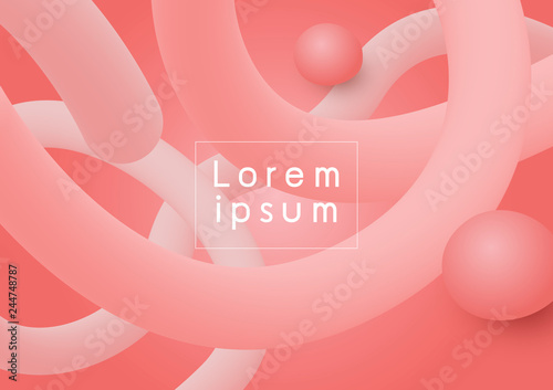 Abstract modern background design of 3d fluid coral color flowing vector illustration