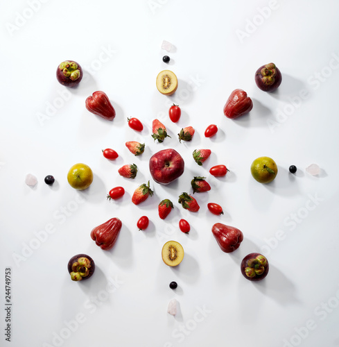 Mandala graphic composed of fruits
