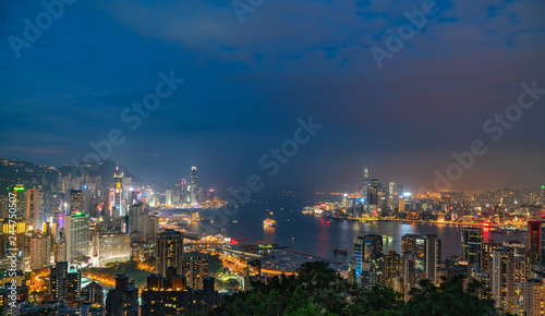 Modern city night view in Hong Kong