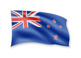 Waving New Zealand flag on white. Flag in the wind. Vector illustration.