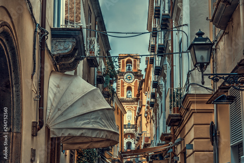 Sorrento Duomo seen through a narrow alley in old town