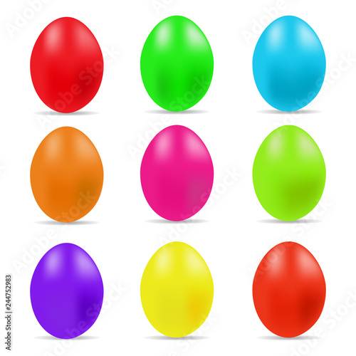 Vector illustration of colorful Easter eggs collection on a white background