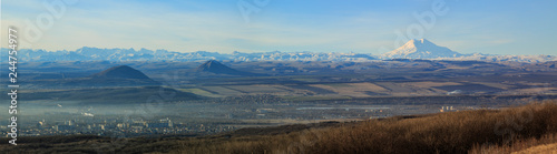 Panorama of the Pyatigorsk City and Caucasus Mountains 