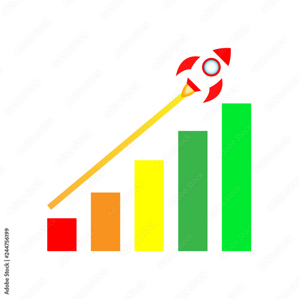 Wonderful rocket design and growth graphics on a white background Wonderful rocket design and growth graphics on a white background