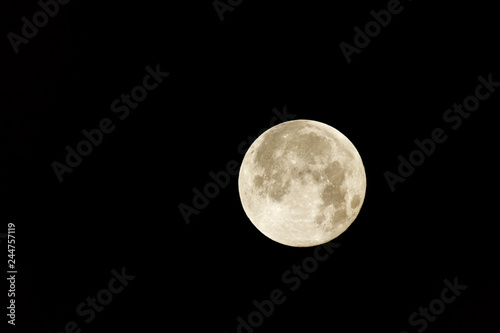 The moon will pass through Earth's shadow 01-23-2019 in the only total lunar eclipse. The Moon is an astronomical body that orbits planet Earth and is Earth's only permanent natural satellite.