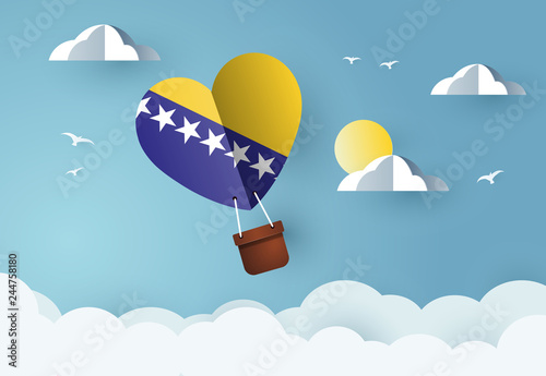  Heart air balloon with Flag of Bosnia and Herzegovina for independence day or something similar