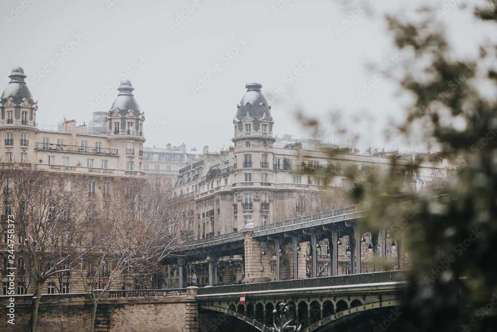 Fototapeta premium Paysage parisien enneigé