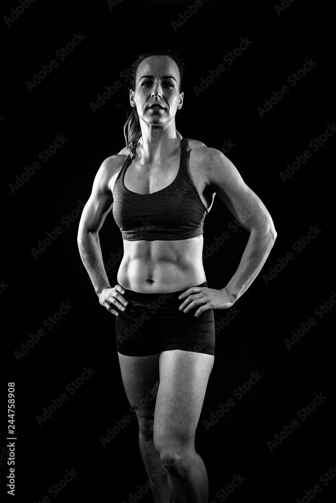 MR B&W Female Athlete dressed in Fitness clothes MR B&W Female Athlete dressed in Fitness clothes