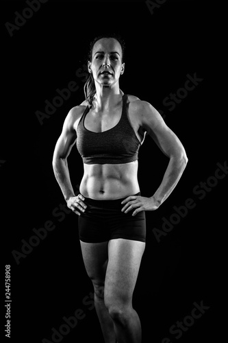 MR B&W Female Athlete dressed in Fitness clothes