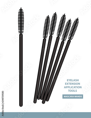 Mascara Brush isolated on white background. Set of Mascara Wands. Vector Illustration