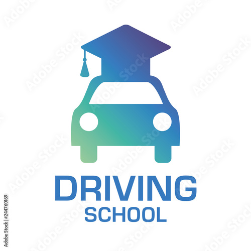 vector logo on the theme of driving school, car