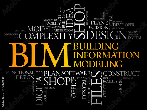 BIM - Building Information Modeling word cloud, business concept