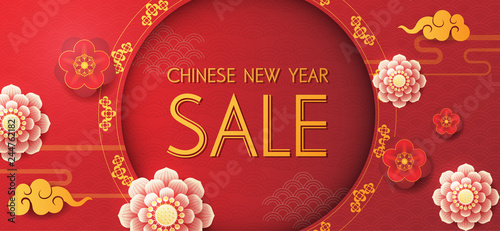 Chinese new year design background. Chinese New Year sale design template.