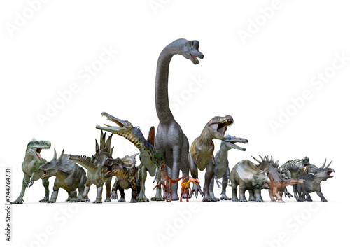 Fototapeta Naklejka Na Ścianę i Meble -  Range of Dinosaurs, 3D-Rendering	