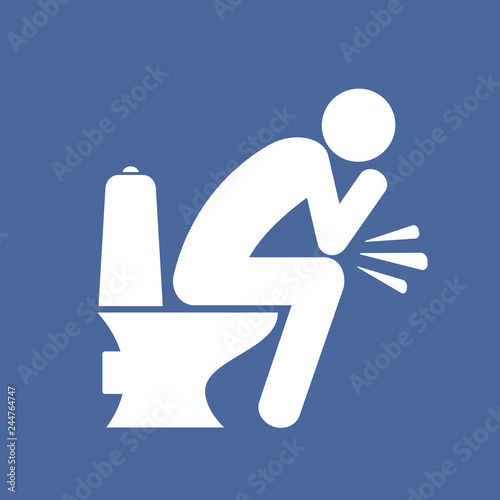 Man sitting in toilet room vector sign