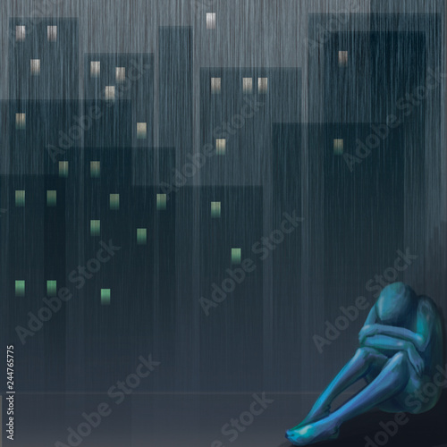 cold depression and loneliness in the city