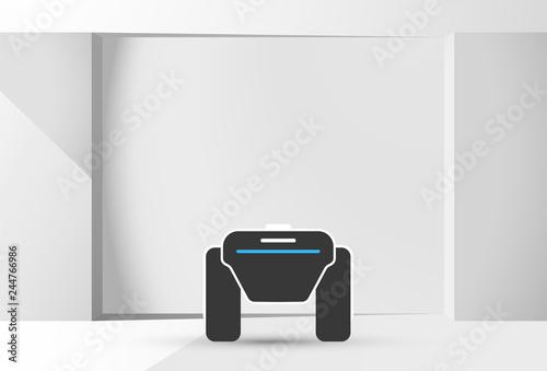 Modern robotic vector illustration with stylish smart robot autonomous vehicle