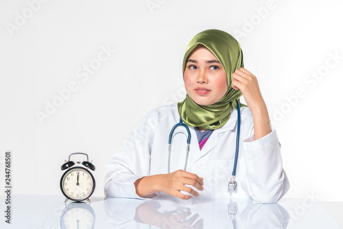 Veiled teenager with face expression. Medical concept. photo