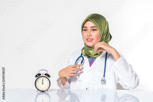 Veiled teenager with face expression. Medical concept. photo