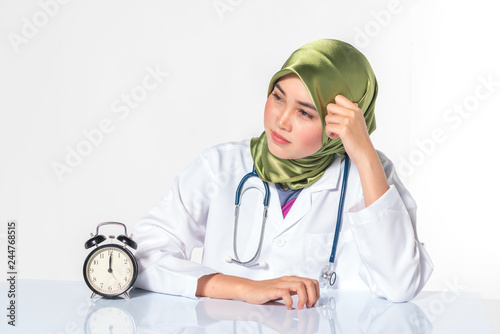 Veiled teenager with face expression. Medical concept. photo