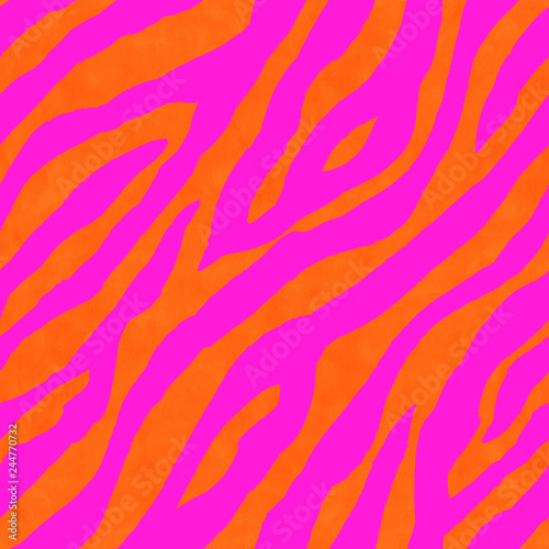 Abstract pink and orange zebra striped textured seamless pattern background