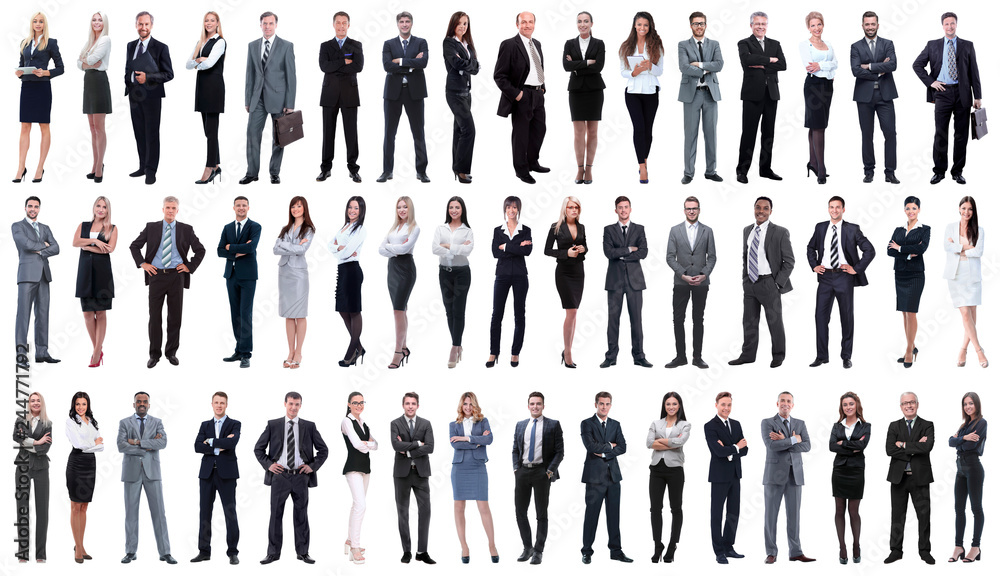 collage of a variety of business people standing in a row