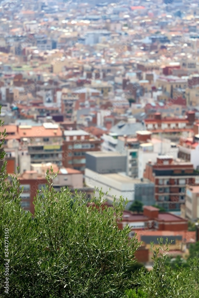 Aerial view of Barcelona from Park Güell.