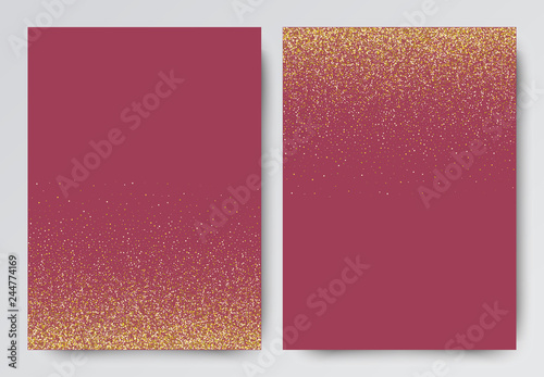 Rose gold glitter invitation template with sparkles for events.