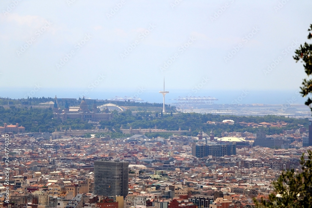 Aerial view of Barcelona from Park Güell.